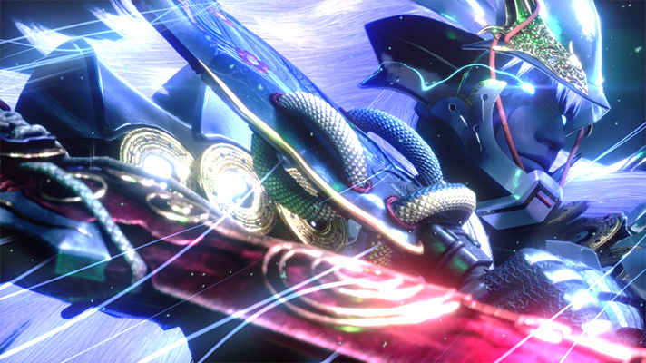スマスロ 新鬼武者3のAT終了画面（覚醒鬼武者）