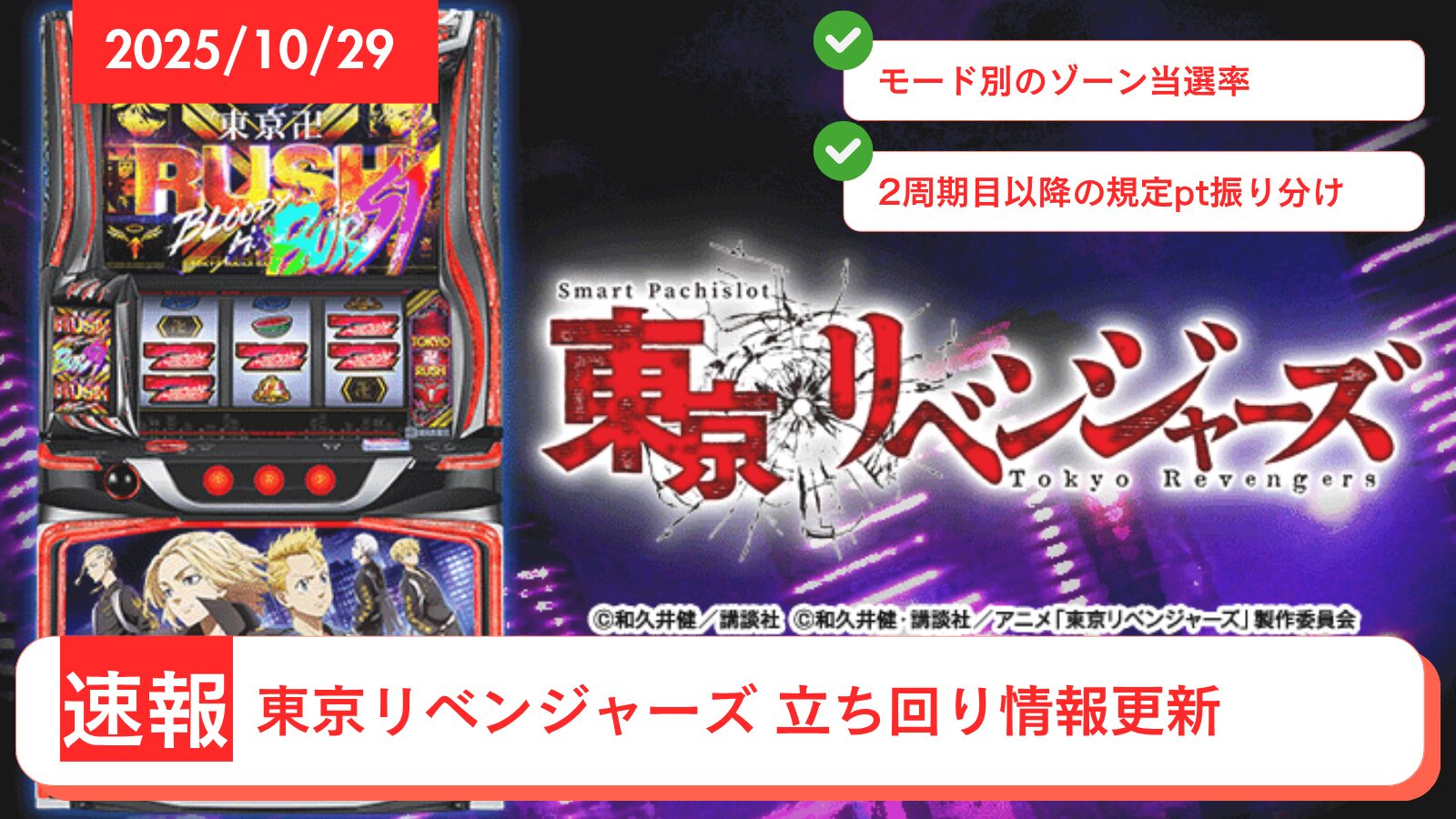 スマスロ 東京リベンジャーズ（東リベ） アップデート情報のアイキャッチ画像