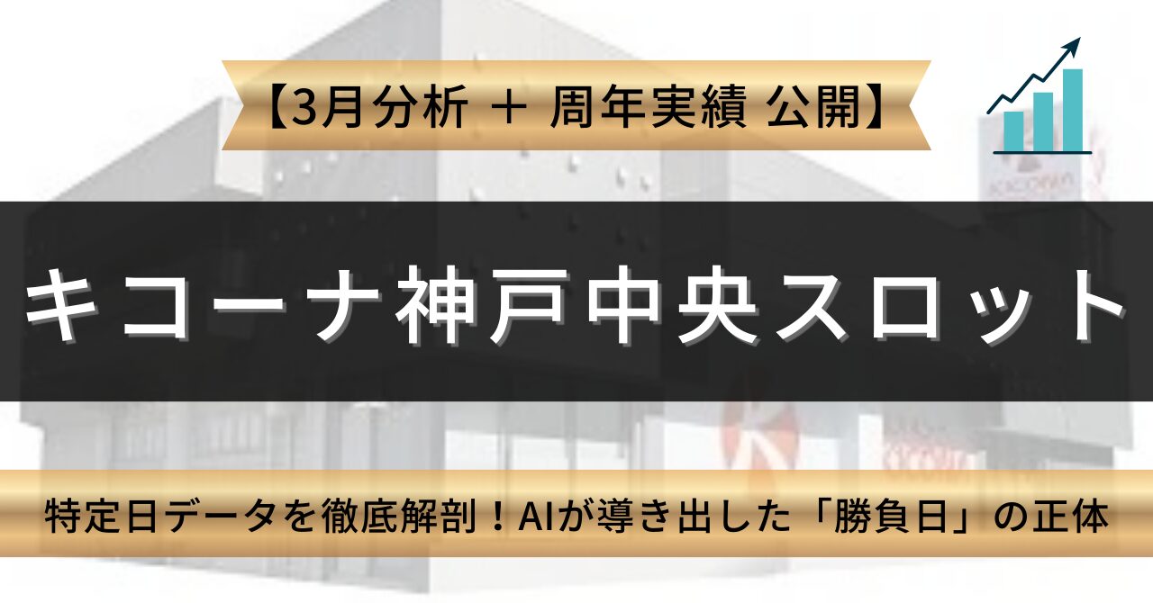 キコーナ神戸中央スロット館 周年&3月特定日データを徹底解剖! AIが導き出した「勝負日」の正体 アイキャッチ