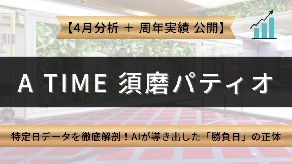 A TIME 須磨パティオ店 周年＆4月特定日データを徹底解剖！ AIが導き出した「勝負日」の正体 アイキャッチ
